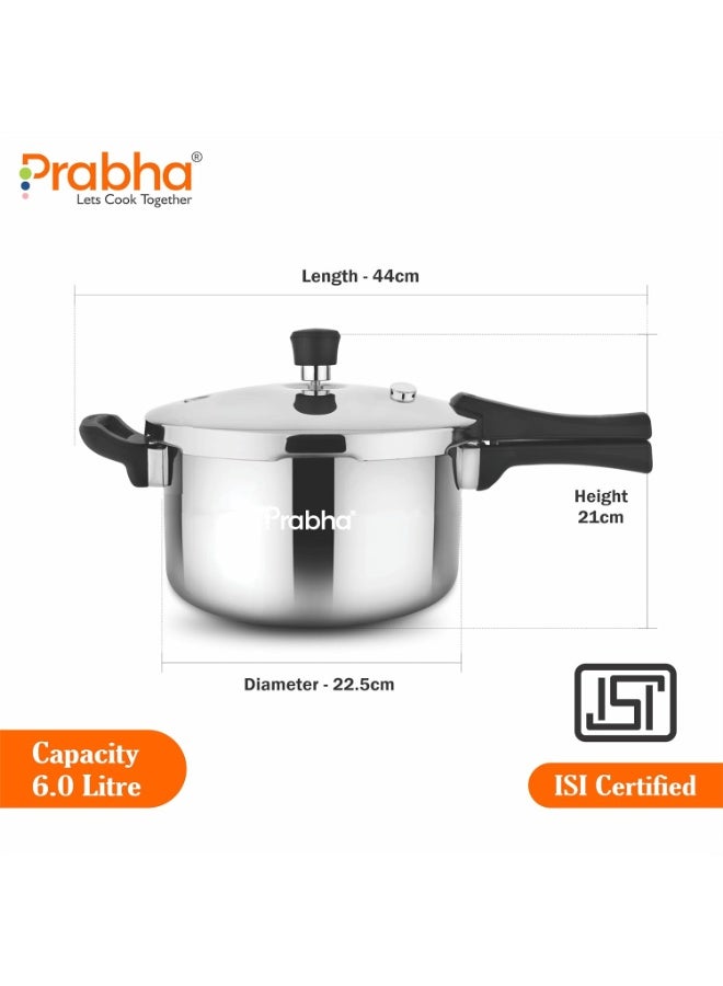Prabha Stainless Steel Pressure Cooker Outer Lid 6 Litre | Tri-Ply Whizz Cookers Manual | Kitchen Must-Have Cookware Pots & Pans | ISI Certified | Fast & Safe Healthy Cooking | Gas & Induction - Image 2