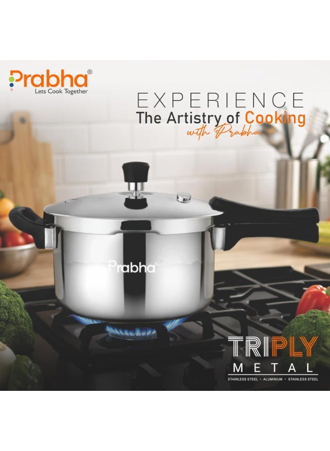 Prabha Stainless Steel Pressure Cooker Outer Lid 6 Litre | Tri-Ply Whizz Cookers Manual | Kitchen Must-Have Cookware Pots & Pans | ISI Certified | Fast & Safe Healthy Cooking | Gas & Induction - Image 3