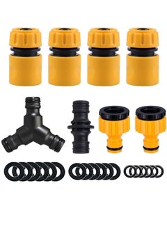 BIGTHREE Hose Connectors Fitting Set, Including 4 Hose End Quick Connectors, 2 2in1 Threaded Tap Connectors, Double Male Snap Connector, Hose Y Splitter Connector, Hose Washer & O Rings Spares Kit  - Image 1