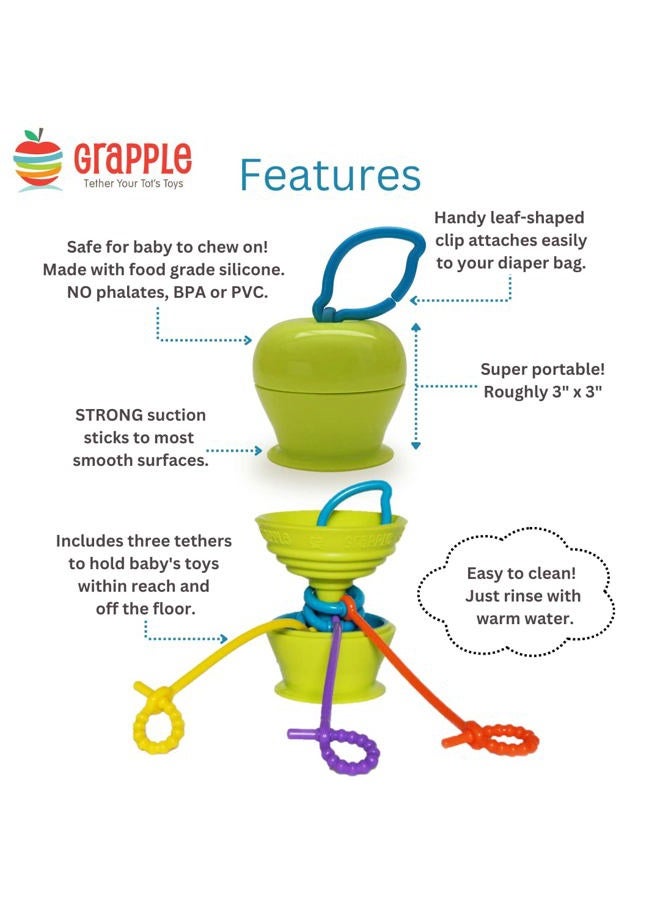 Grapple Suction Cup High Chair Toys Holder | 3 Toy Tethers Keep Toys from Falling | Holds Teethers, Toys, Snack Cups | for Babies 6-12 Months | Perfect for Travel and Restaurant  - Image 3