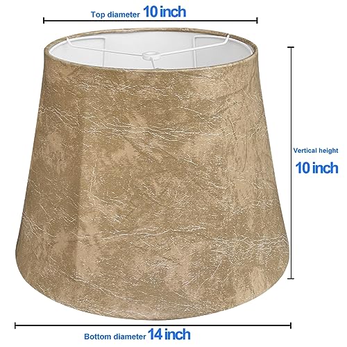 TOOTOO STAR Drum Lampshades Set of 2 Leather barrel Lamp Shade for Table Lamps Floor Lamps Seaside Village Medium Lampshades 10 Top x 14 Bottom x 10 High Hand Crafted Easy Assembly Required - Image 3