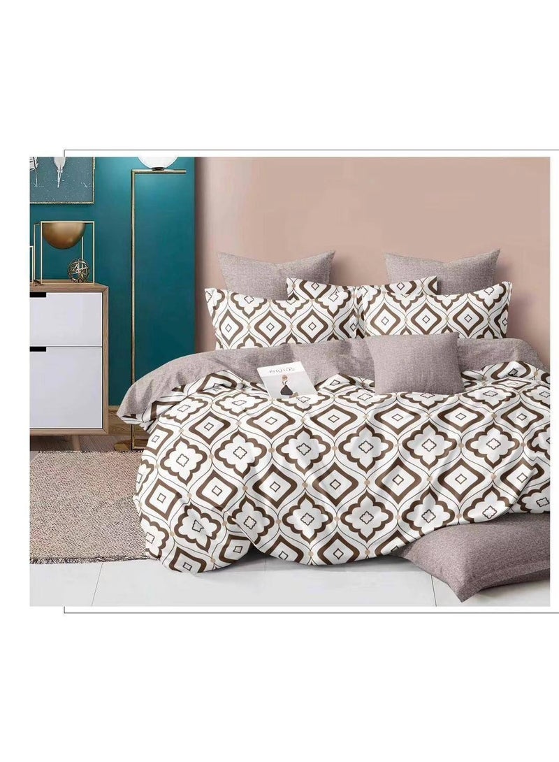 Single Size 4-Piece Cotton Bed Set – Duvet Cover 160x210 cm, Fitted Sheet 120x200+25 cm & 2 Pillow Covers – Soft Comfortable Bedding