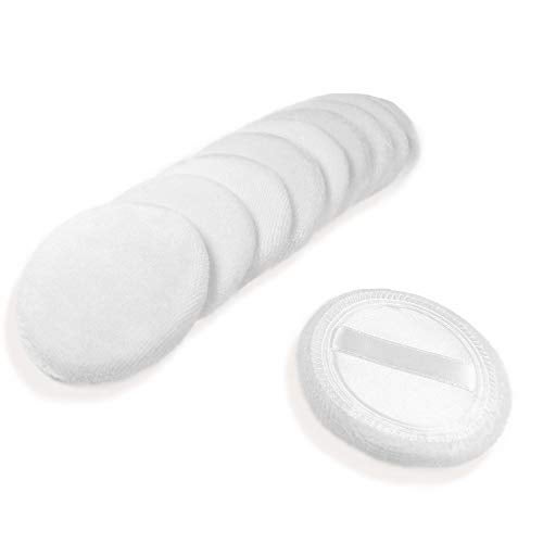 10pcs Powder Puff Cotton Cosmetic Powder Face Makeup Puffs Pads with Ribbon for Loose and Foundation 236 inch White