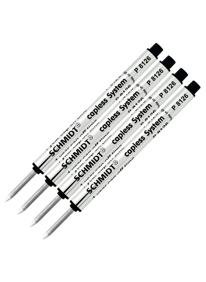 Schmidt Combo Pack - 4 Pack - Schmidt P8126 Short Version Capless System Rollerball - Black Ink - 3.88" In Length  - Image 1