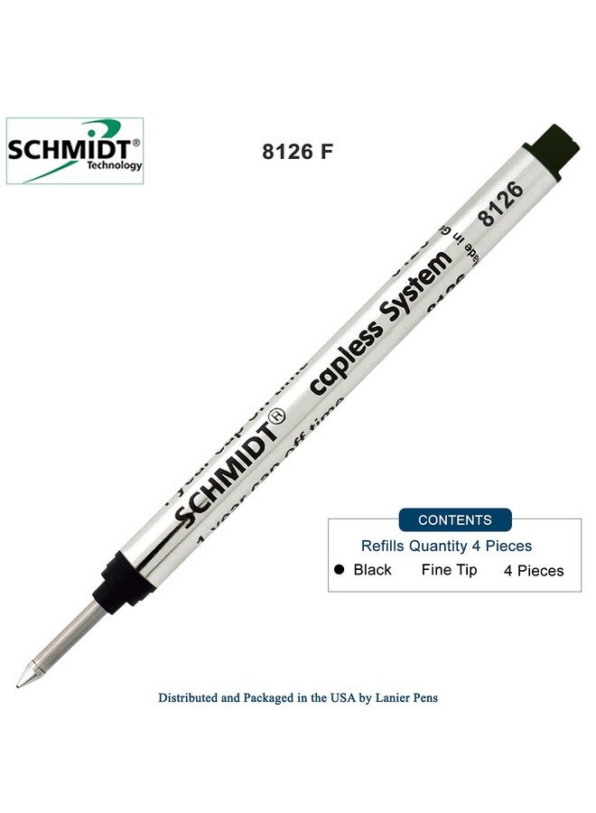 Schmidt Combo Pack - 4 Pack - Schmidt P8126 Short Version Capless System Rollerball - Black Ink - 3.88" In Length  - Image 2