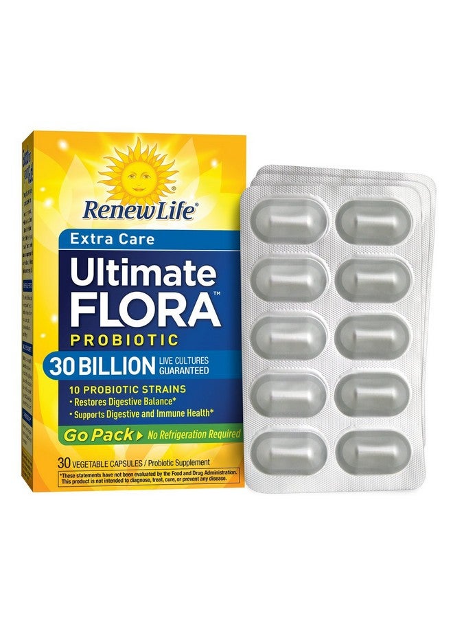Renew Life Adult Probiotic Ultimate Flora Probiotic Extra Care Go Pack Shelf Stable Probiotic Supplement 30 Billion 30 Vegetable Capsules (Packaging May Vary) - Image 2