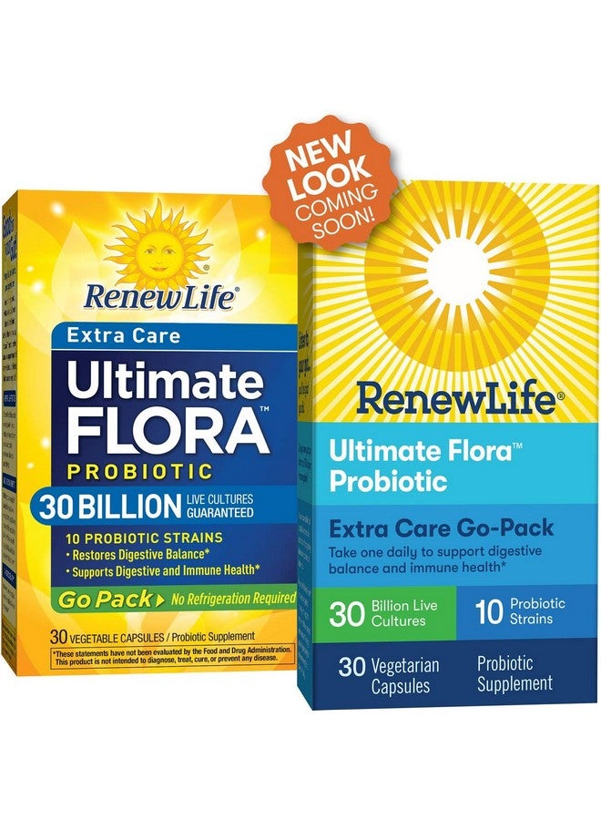 Renew Life Adult Probiotic Ultimate Flora Probiotic Extra Care Go Pack Shelf Stable Probiotic Supplement 30 Billion 30 Vegetable Capsules (Packaging May Vary) - Image 3