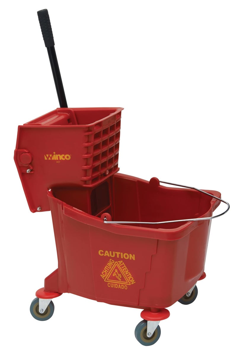 Winco Winco Commercial Mop Bucket on Wheels 36 Quart Red 