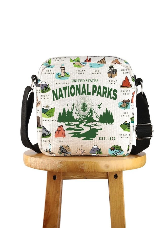 POFULL National Parks Checklist Gift Traveler Gift National Park Hiking Gift US National Park Crossbody Bag (NATIONAL PARKS HCross) - Image 1