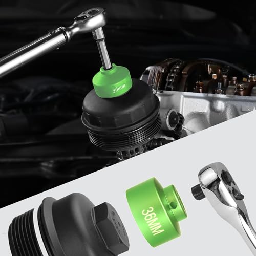 Felisbieti Oil Filter Socket Set, Oil filter Removal Tool. 6 pieces 3/8" Drive, metric size 36mm 32mm 29mm 28mm 27mm 24mm Socket Fuel Filter/Oil Filter Wrench Set - Image 2