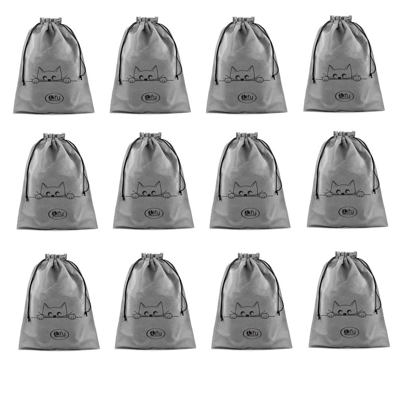 Lify حقائب أحذية السفر، حقائب توت أحذية السفر المحمولة - منظمات التعبئة للرجال والنساء - بسيطة - عبوة من 12 قطعة (رمادي فاتح) - Image 1