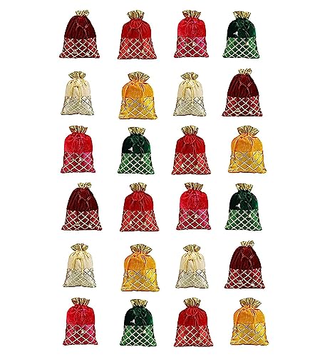 SHOPOBUDDY Velvet Potli Batwa Bag Bridal Purse Women handbag Shagun Pouch Return Gifts MultiColor (12) - Image 1