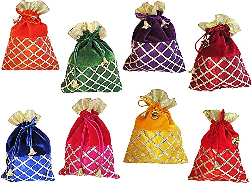 SHOPOBUDDY Velvet Potli Batwa Bag Bridal Purse Women handbag Shagun Pouch Return Gifts MultiColor (12) - Image 2