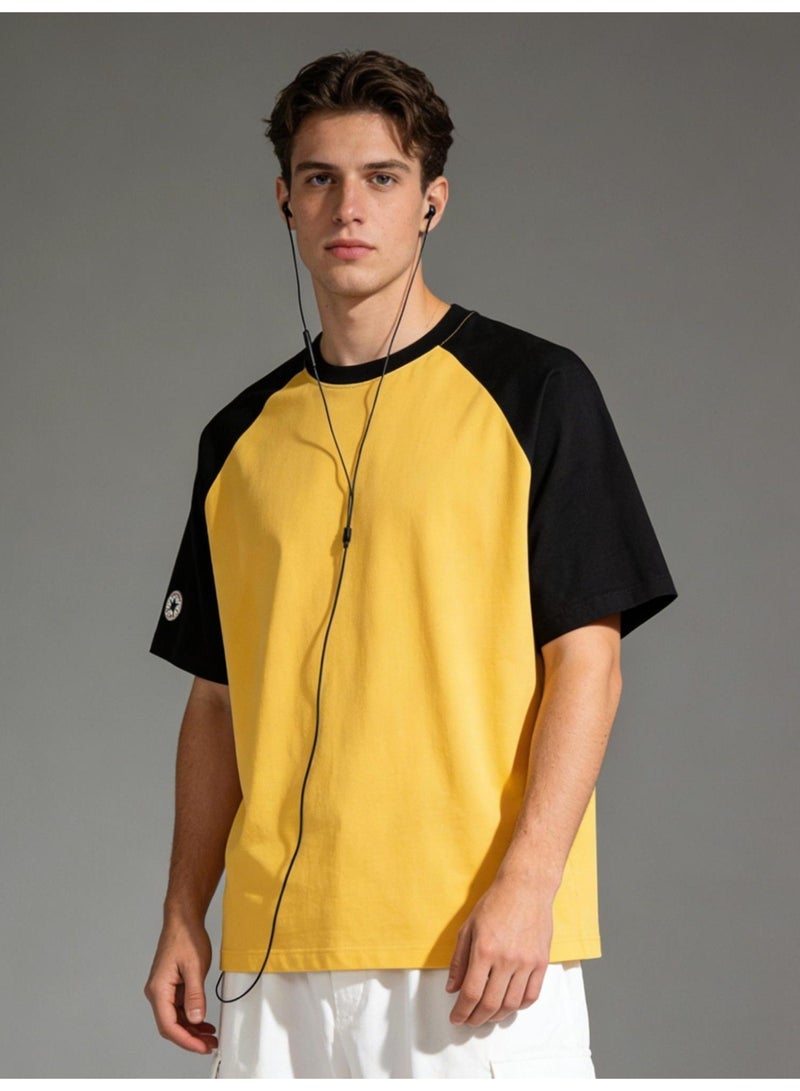 Converse T-shirt with round neck and short sleeve-color matching shirt-cotton T-shirt unisex loose casual couple short sleeve T-shirt - Image 4