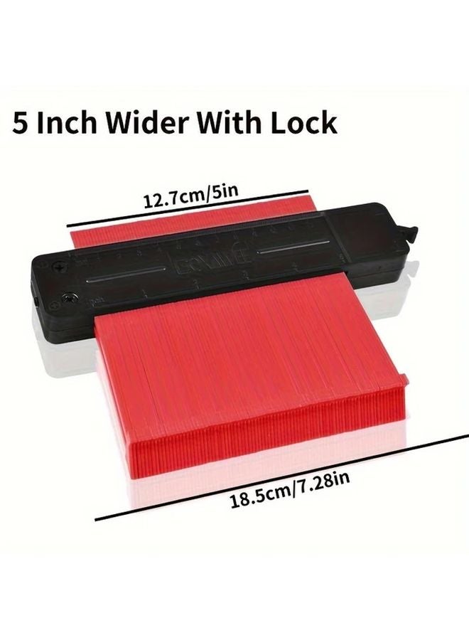 5 Inch Wider Lock Red Contour Gauge Profile Tool Adjustable Shape Duplicator For Flooring Carpenter DIY - Image 1