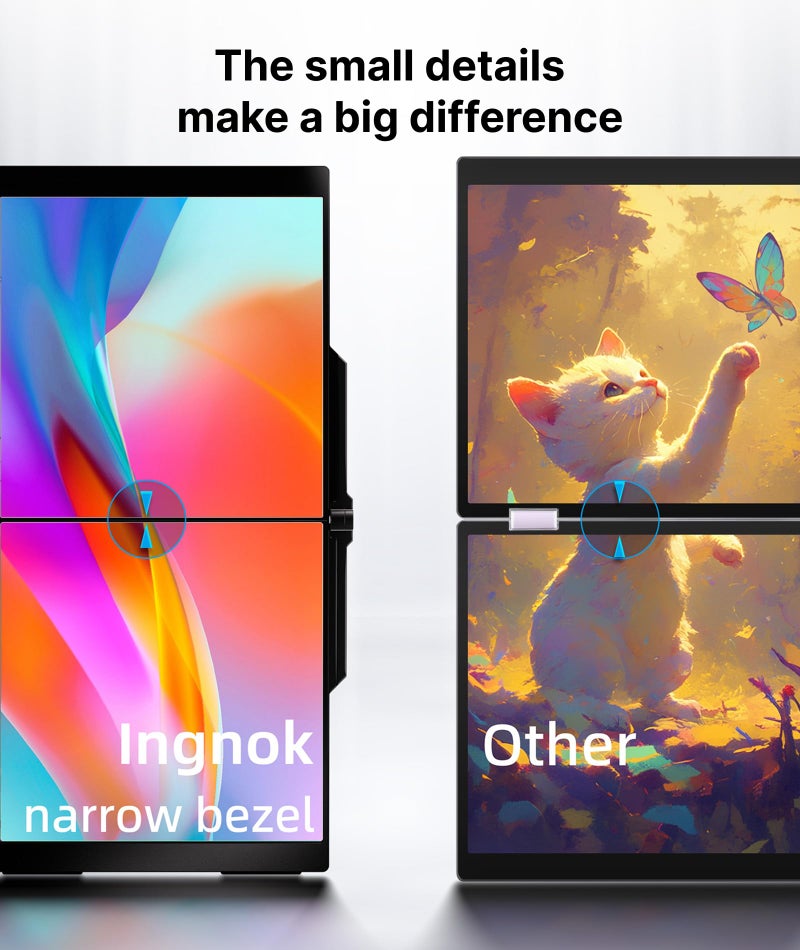 Ingnok Laptop Screen Extender 15.6" FHD 1080P with Dual USB-C mini HDMI, Foldable Stacked Design,Portable Dual Monitor Compatible with Windows/Mac, Easy Setup for Work - Image 5