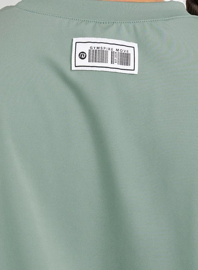 Styli Gymspire Edition - Label Striped and Text Print Boxy Short Sleeve Top