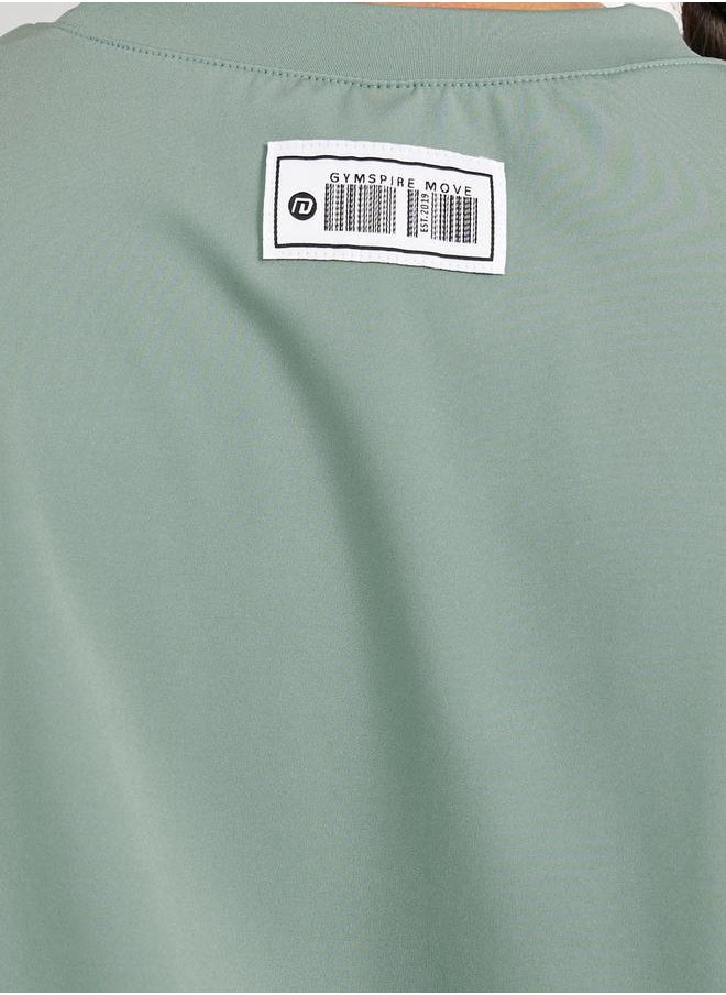 Styli Gymspire Edition - Label Striped and Text Print Boxy Short Sleeve Top  - Image 4