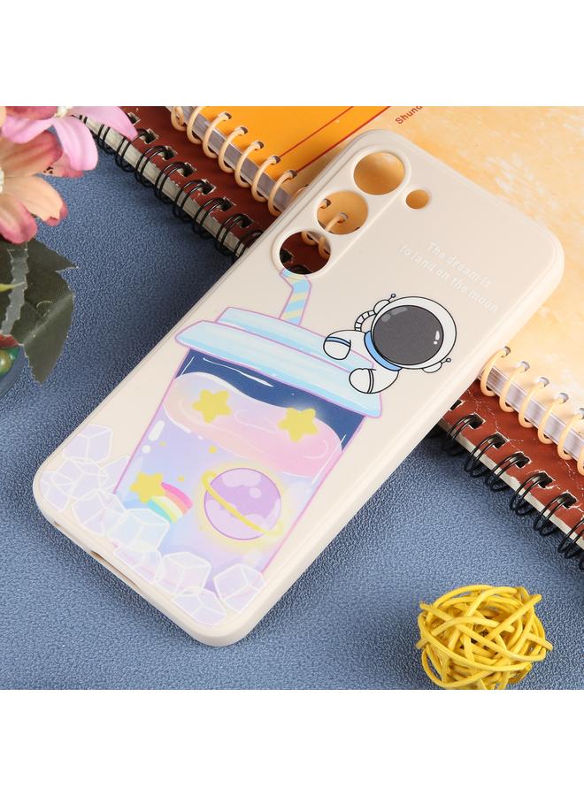 اس-توب جراب لهاتف Samsung Galaxy A50 / A30s / A50s جراب هاتف من السيليكون السائل بنمط رائد فضاء من حليب الشاي - Image 2