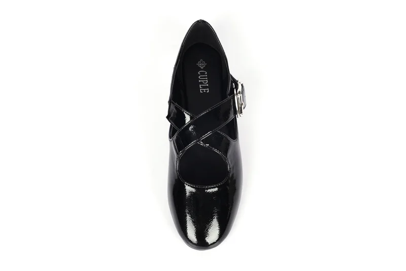 Cuple Womens Classic Mary Jane Cross strap Flats