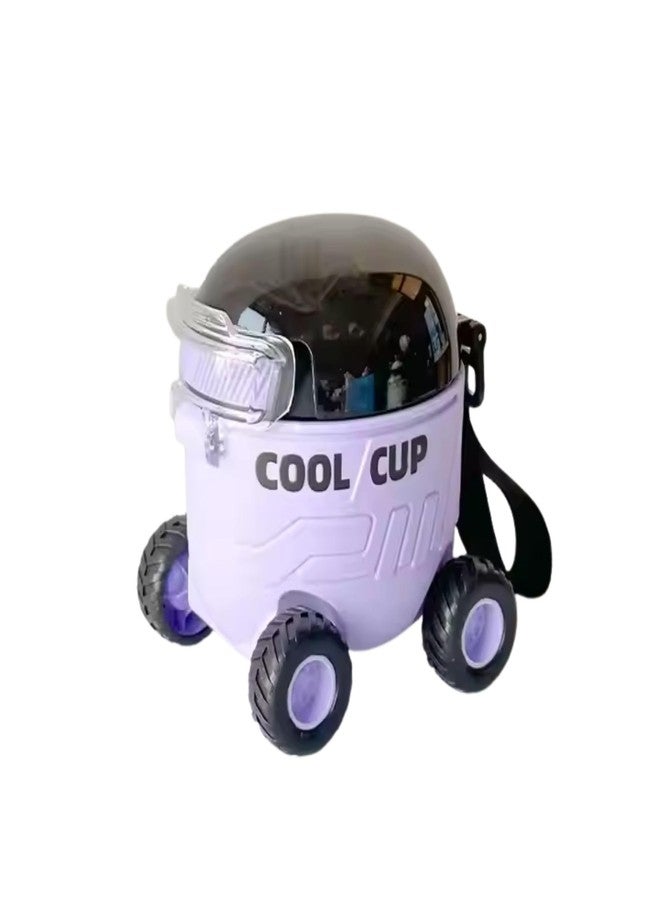 MZ 550ml Cool Cup Sipper with Creative Mars Cartoon Car Design with Removable Straw Purple - Image 1