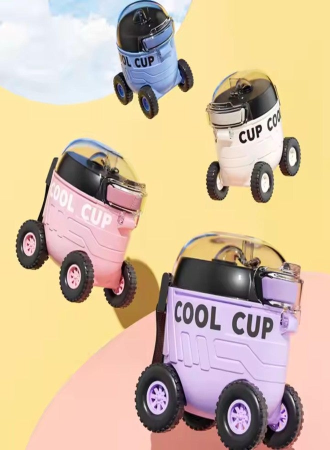 MZ 550ml Cool Cup Sipper with Creative Mars Cartoon Car Design with Removable Straw Purple - Image 3