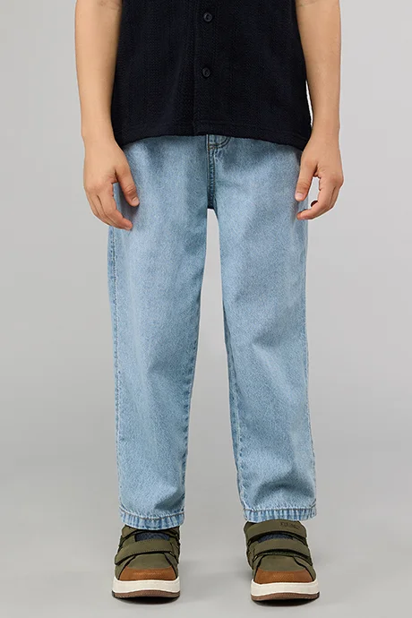 أر أند بي Washed Relaxed Jeans with Button Closure