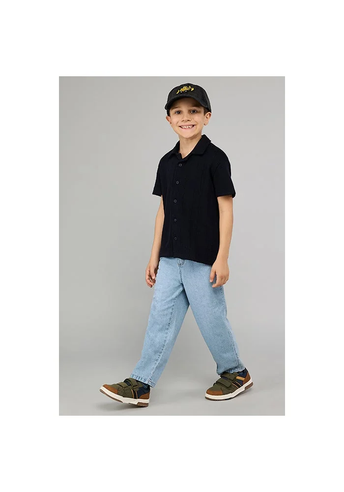 أر أند بي Washed Relaxed Jeans with Button Closure