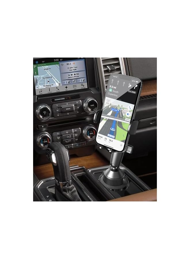 Green Tiger Sturdy Cup Phone Holder Mount for Car, Adjustable Height & Reach, Flexible Long Arm with Multi-Ball Pivot, One-Hand Operation, Compatible with iPhone Samsung Android Smartphones - Image 2