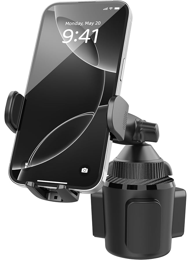 Green Tiger Sturdy Cup Phone Holder Mount for Car, Adjustable Height & Reach, Flexible Long Arm with Multi-Ball Pivot, One-Hand Operation, Compatible with iPhone Samsung Android Smartphones - Image 1