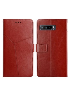 HuHa Case Cover For Asus ROG Phone 3 Y Stitching Horizontal Flip Leather Phone Case Brown 