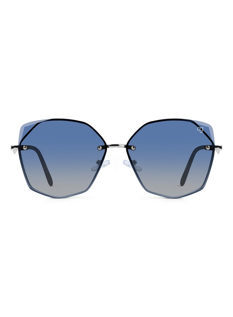 ووجلز نظارة شمسية نسائية أنيقة بحماية من الأشعة فوق البنفسجية، تصميم كبير بدون إطار بلون أزرق داكن - Image 4