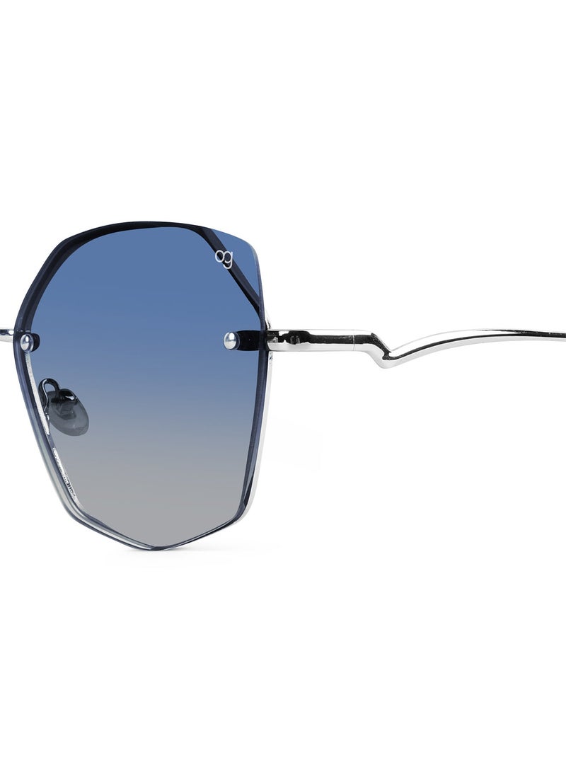 ووجلز نظارة شمسية نسائية أنيقة بحماية من الأشعة فوق البنفسجية، تصميم كبير بدون إطار بلون أزرق داكن - Image 3