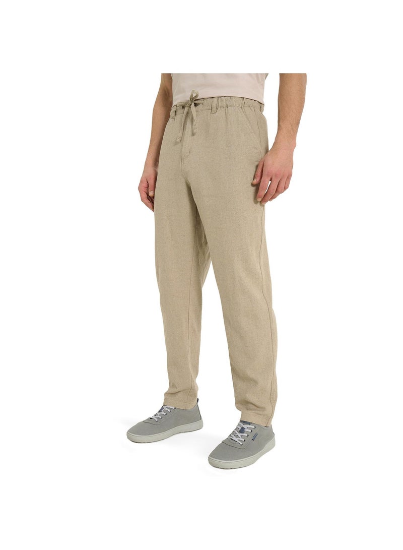 Outventure Men's Beige Trousers – Cotton-Viscose Blend, Loose Fit, Elastic Waistband, Adjustable Drawcord, 2 Pockets for Essentials, Comfortable Design - Image 4