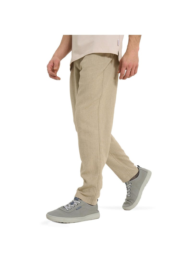 Outventure Men's Beige Trousers – Cotton-Viscose Blend, Loose Fit, Elastic Waistband, Adjustable Drawcord, 2 Pockets for Essentials, Comfortable Design - Image 3