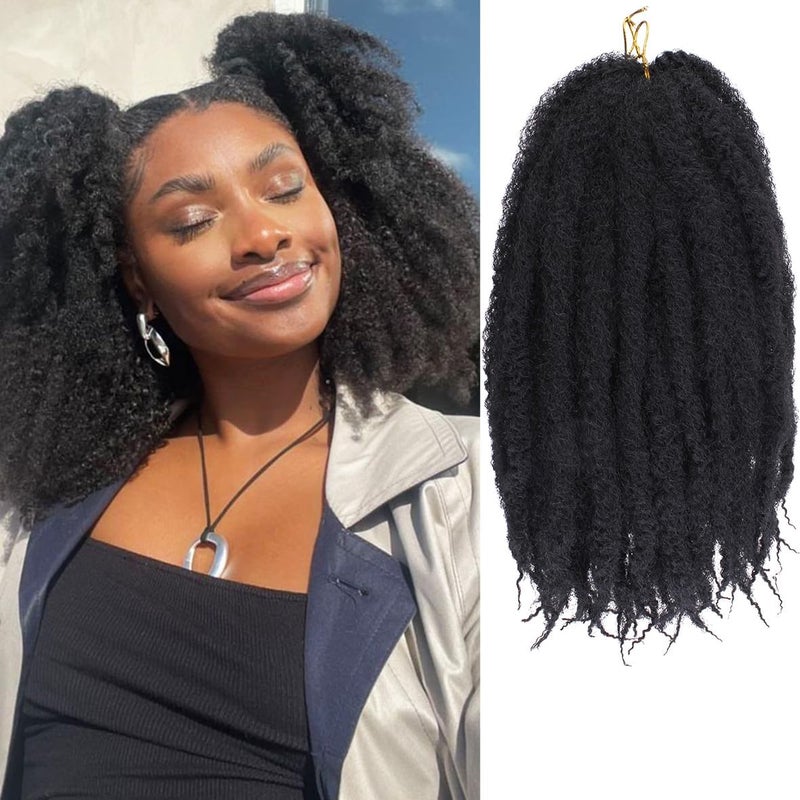 Kachanaa 14 Inch Marley Twist Hair for Braiding 8 Packs kinky Braiding Hair Extensions for Cuban Twsits Hair Extensions Synthetic Senagalese Twist Crochet Hair 1B