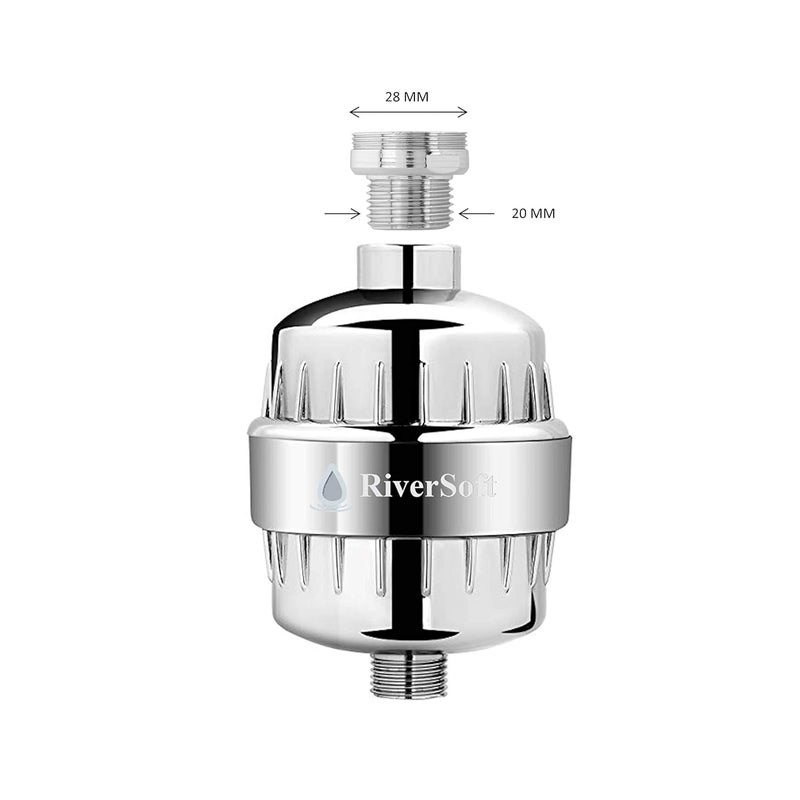 RiverSoft Sf-15F Abs Tap Filter With 15 Stage Tap Adaptors | Water Softener For Bathroom (Chrome, Metallic Finish), 28 Millimeters - Image 2