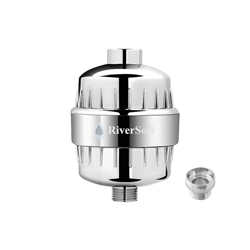 RiverSoft Sf-15F Abs Tap Filter With 15 Stage Tap Adaptors | Water Softener For Bathroom (Chrome, Metallic Finish), 28 Millimeters - Image 1