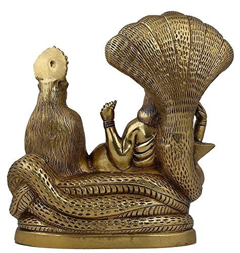 Artvarko Lakshmi Vishnu Brass Idol God Goddess Statues Religious Deity Laxmi Vishnu Resting On Sheshnaag - Image 2