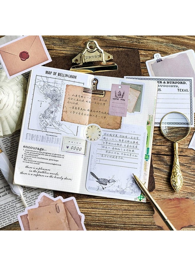 بينج شاو ماي ملصقات ورقية عتيقة لسجل القصاصات 90 قطعة من الورق ذو المظهر العتيق ملصق الكتابة القديم الكلاسيكي لحرف مخطط القصاصات (نمطان) - Image 5