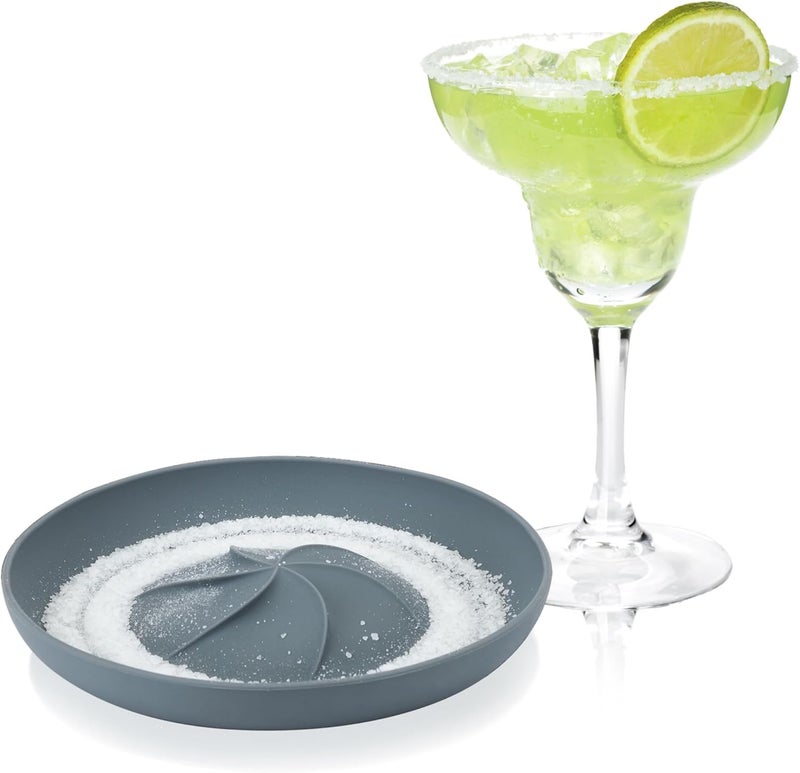 True Frill Single-Tier Non Slip Grip Cocktail Rimmer, Durable Glass Rimmers for Cocktails, Drinks, Margaritas, Martinis, Bloody Marys, Daiquiris, Home Bar Accessories, Set of 1, Gray - Image 1