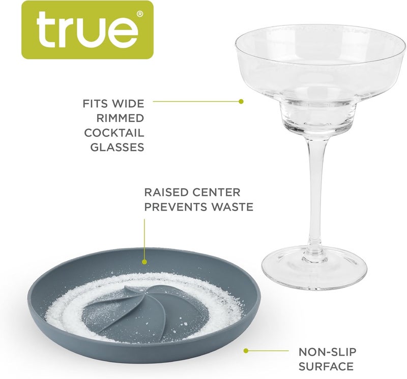 True Frill Single-Tier Non Slip Grip Cocktail Rimmer, Durable Glass Rimmers for Cocktails, Drinks, Margaritas, Martinis, Bloody Marys, Daiquiris, Home Bar Accessories, Set of 1, Gray - Image 2
