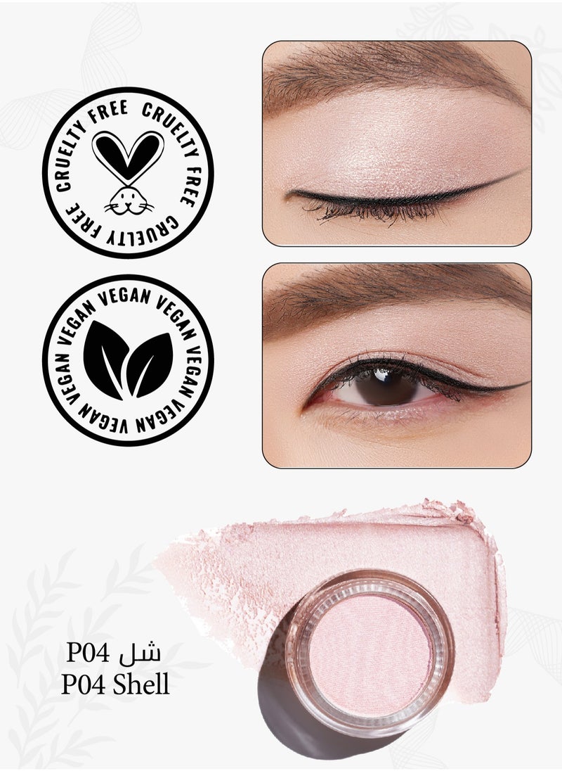 Cream Color Eyeshadow - Shimmering Glitter Finish, Long-Lasting 12+ Hours, Waterproof, Blendable, Wrinkle-Free & Vegan 6g - P04 Shell