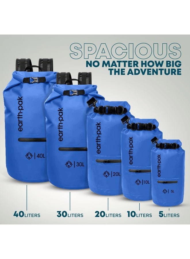 Earth Pak Torrent Series Waterproof Dry Bag Keeps Gear Dry for Kayaking, Boating, Hiking, Camping and Fishing with Waterproof Phone Case (Blue, 30L) - Image 2