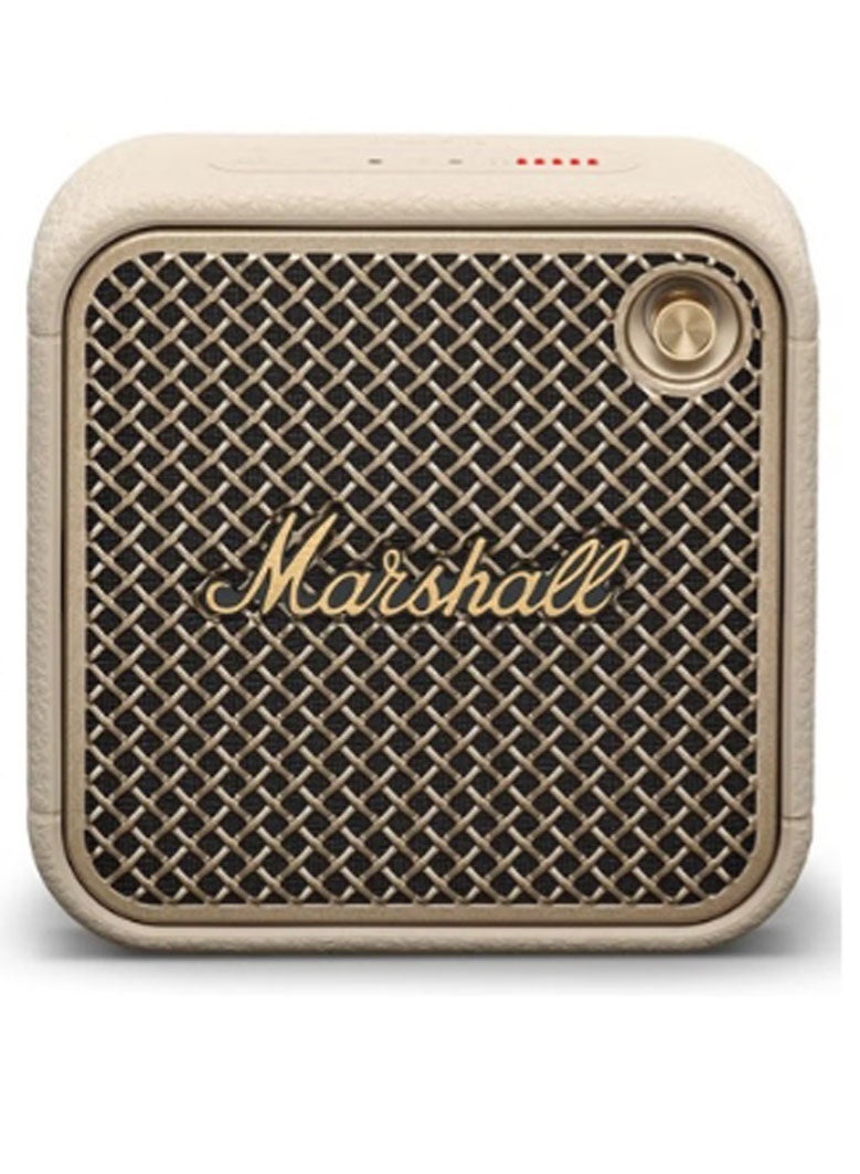 Marshall Willen Bluetooth Speaker, Wireless, 15+ Hours Playtime, Water-Resistent, Cream CreamQuick Charge, Stackable - Brass And  Cream - Image 1