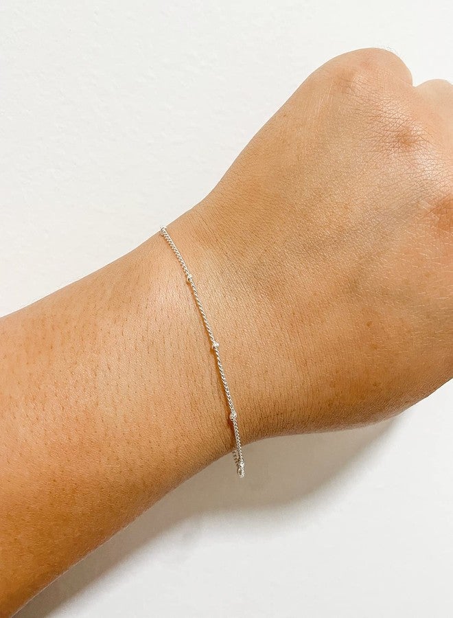 DeScount Dainty Silver Satellite Chain Bracelet,Beaded Chain Bracelets for Women - Image 5