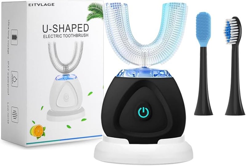EITVLAGE 360 Ultrasonic Toothbrush, Automatic Toothbrushes Auto Sonic Tooth Brush, Teeth whitening Brush with Timer & Wireless Charging 360° Ultrasonic Electric Toothbrush for Adult - Image 1