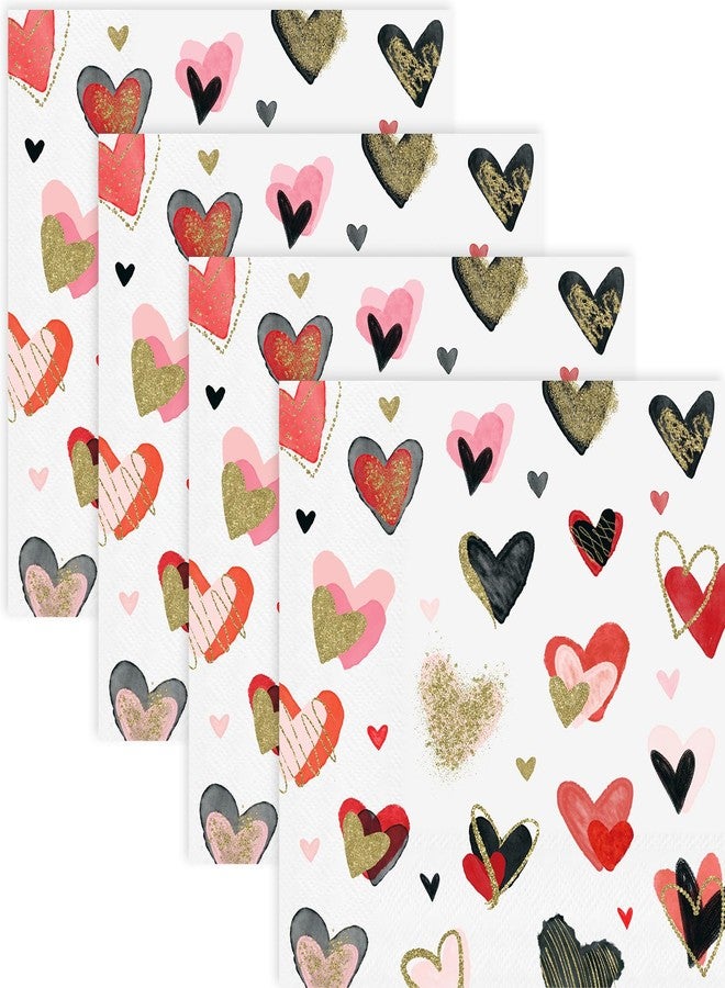 Quera 50 Pack Colorful Heart Cocktail Beverage Paper Napkins Disposable Paper Hearts Dessert Napkin for Spring Valentine's Day Wedding Dinner Supplies Tableware Decor (6.5 x 6.5'') - Image 1