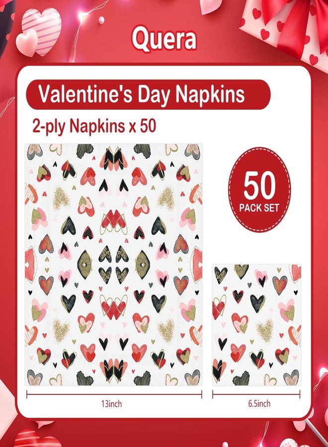 Quera 50 Pack Colorful Heart Cocktail Beverage Paper Napkins Disposable Paper Hearts Dessert Napkin for Spring Valentine's Day Wedding Dinner Supplies Tableware Decor (6.5 x 6.5'') - Image 5