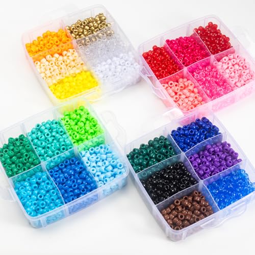 Gxueshan 4500 Pcs Acrylic Pony Beads Bulk Large Hole Plastic White Green Gold Red Black Blue Pink 24 Assorted Colors Kandi Hair Beads for Crafts Friendship Bracelet Jewelry Making Kit Set (4500) - Image 2